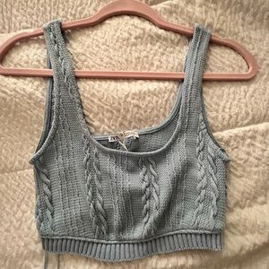 Zara Blue Sweater Cropped Tank Top